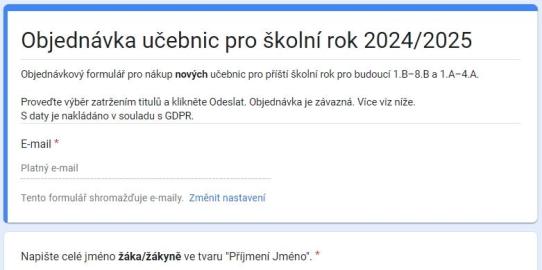 Ukončeno online objednávání nových učebnic